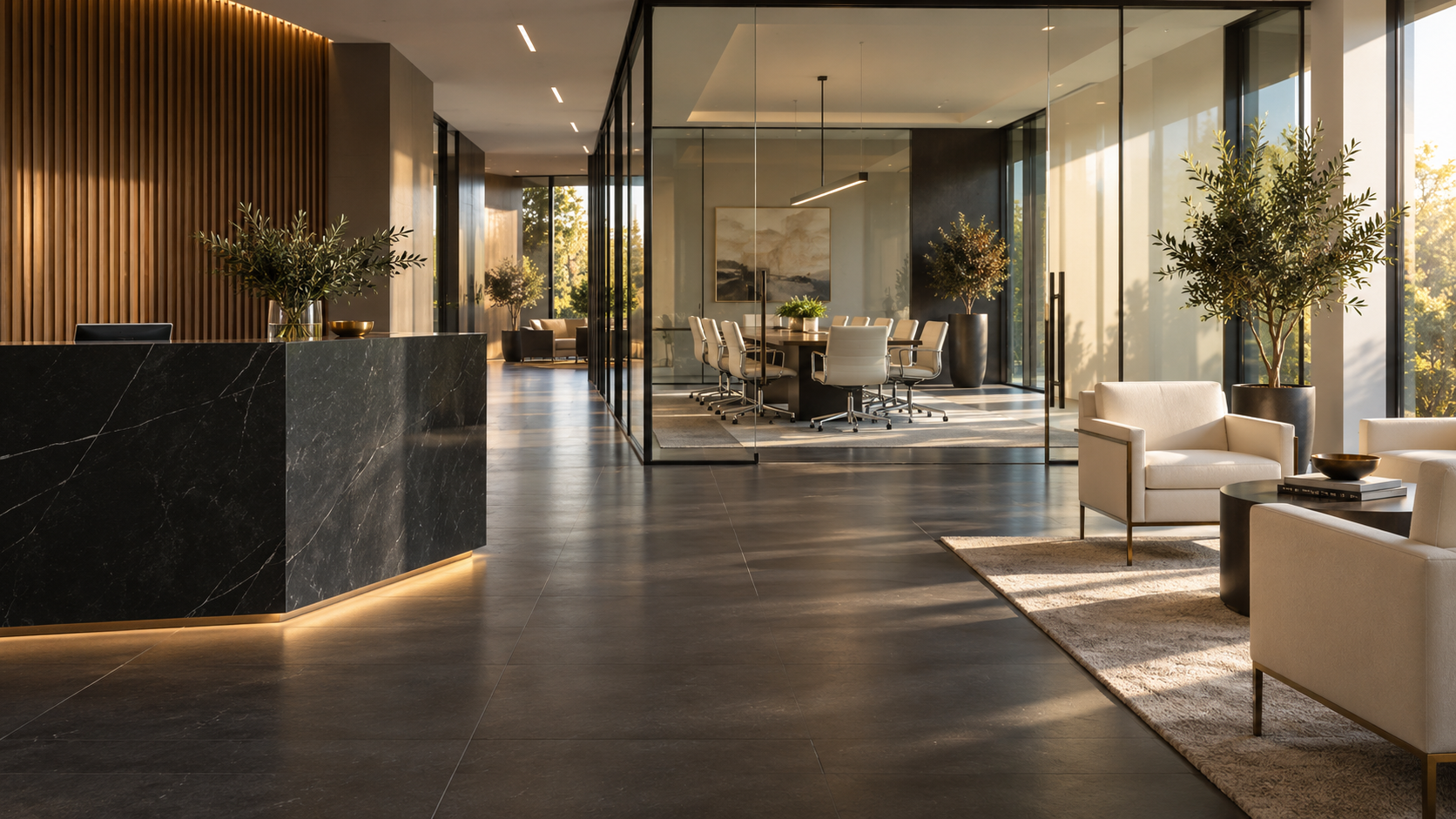 Polished contemporary commercial office interior